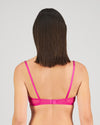 Model wears Heritage Bloom Underwire Bra in FANTASY FUCHSIA. On body back view
