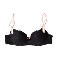 Zoe Contour Bra in JET/CAMEO ROSE. Flat lay front view