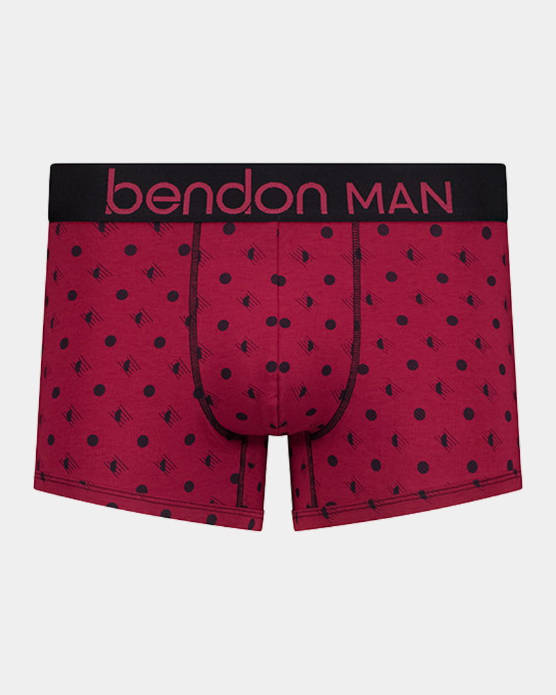 Retros Print Mens Trunk in DISRUPTED SPOT PRINT. Flat lay front view
