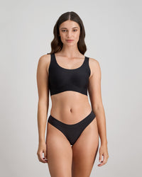 Comfit Collection Crop Top in BLACK. Feature shot