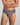 Model wears Cotton Stretch Mens Brief in ASH PINSTRIPE. On body front view