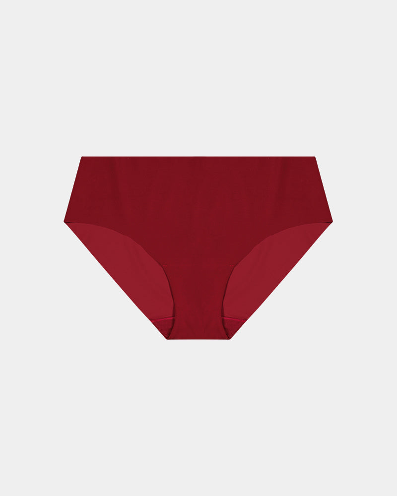 No Show Bikini in BIKING RED. Flat lay front view