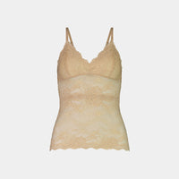 My Fit Lace Camisole in FRAPPE. Flat lay front view