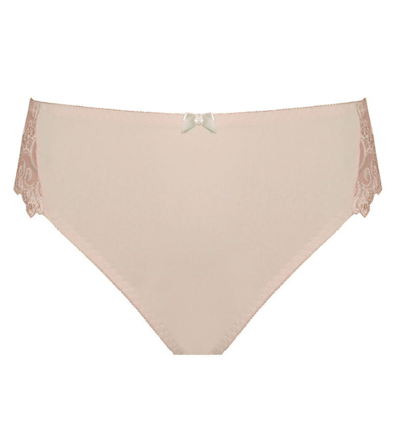 Coral High Cut Brief in LATTE. Flat lay front view