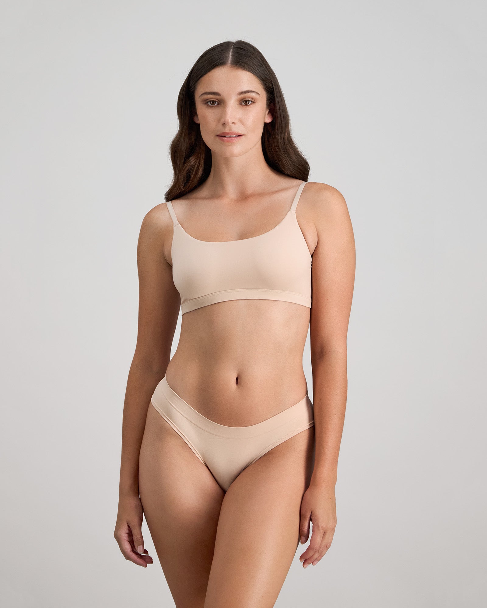 Extra-Ordinary Crop Top in LATTE. Flat lay back view