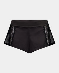 Lace Impact Short in BLACK. Flat lay front view