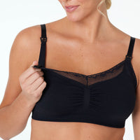 Bendon Nurture Maternity Bra in BLACK. Flat lay back view