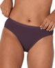 Model wears Body Cotton Bikini in PLUM PERFECT. On body front view
