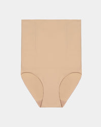 Bamboo Bodywear High Waisted Brief in CARAMEL. Flat lay front view