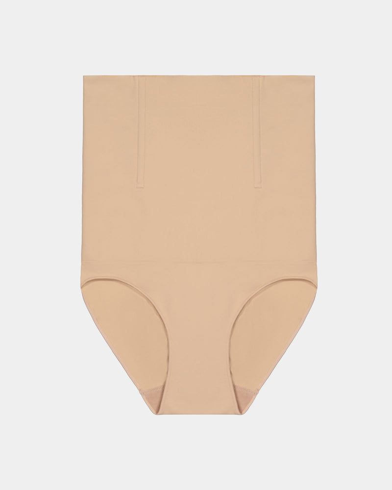 Bamboo Bodywear High Waisted Brief in CARAMEL. Flat lay front view