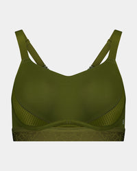 Bendon Breathe Contour Bra in DARK OLIVE/PINK. Flat lay front view