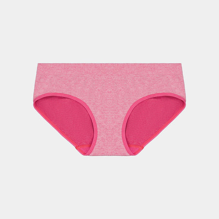 Simply Seamless Boyshort in SHOCKING PINK MARLE. Flat lay front view