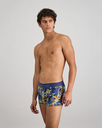 Retros Print Mens Trunk in WILD CAMO PRINT. Flat lay back view