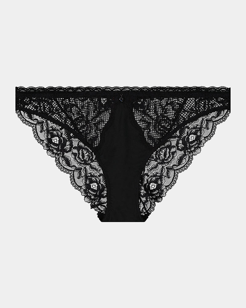 Delightfully So Bikini in BLACK. Flat lay front view