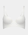 Play Contour Long Line Bra in WHITE. Flat lay front view