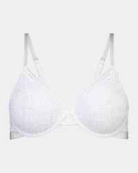 Tara Contour Bra in WHITE. Flat lay front view