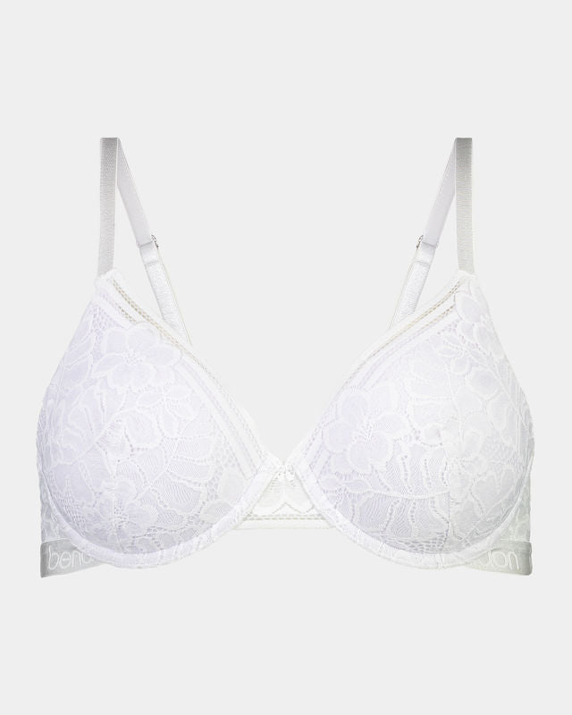Tara Contour Bra in WHITE. Flat lay front view