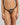 Model wears Oasis Glow Thong in BLACK. On body front view