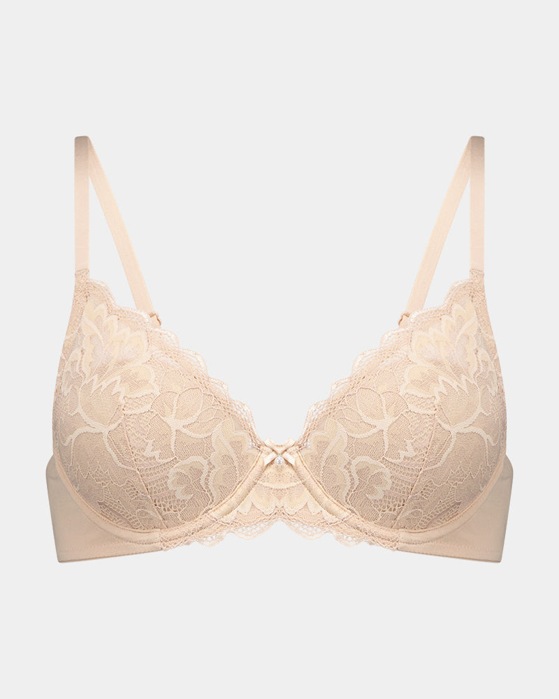 Embrace Contour Bra in LATTE. Flat lay front view
