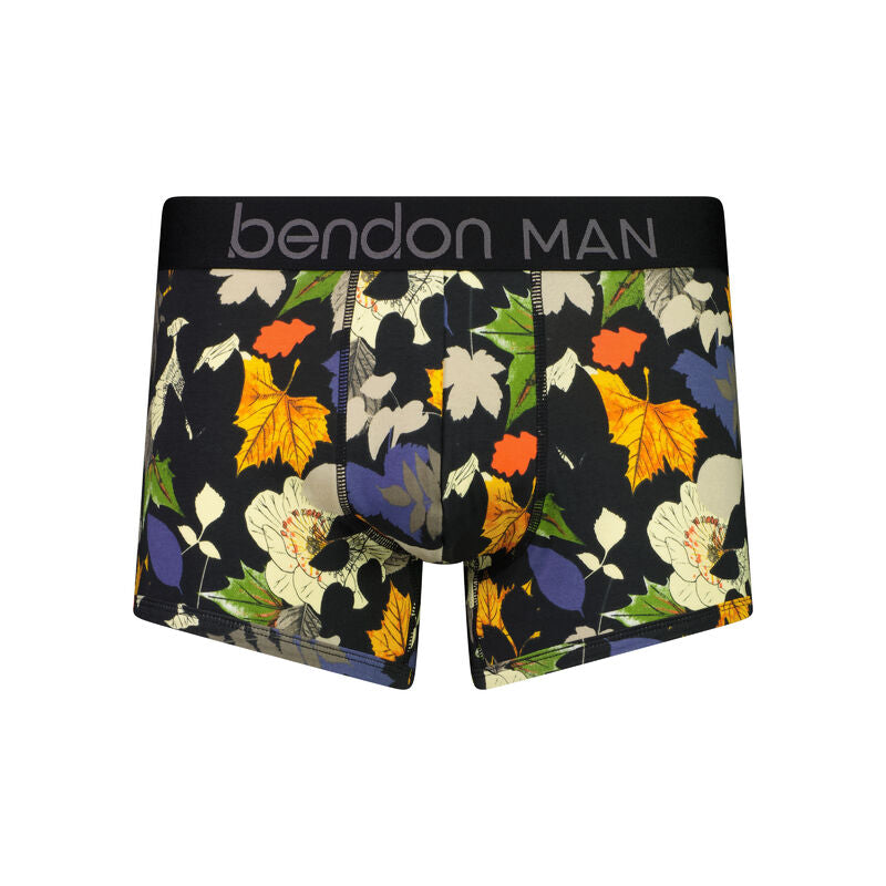Retros Print Mens Trunk in SUMMER FOLIAGE PRINT. Flat lay front view