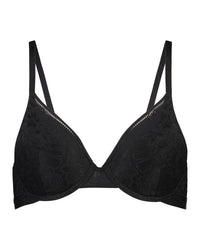 Tara Contour Bra in BLACK. Flat lay front view