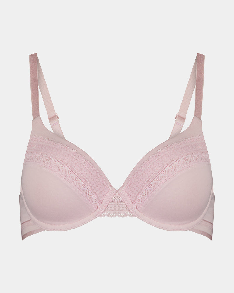 Angelica Contour Bra in PALE LILAC. Flat lay front view