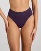 Model wears Body Cotton High Cut Brief in PURPLE VELVET. On body front view