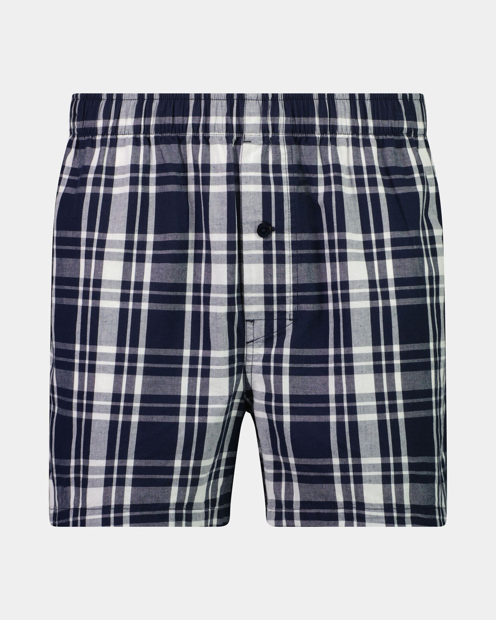 Lounge Boxer in BLUE WING TEAL CHECK. Flat lay front view