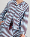 Cabana Stripe Long Sleeve Pj Top in COOL BLUE. Flat lay back view