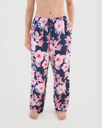 Model wears Mihika Sleeping Long PJ Pant in HONOLULU HAZE PRINT. On body front view