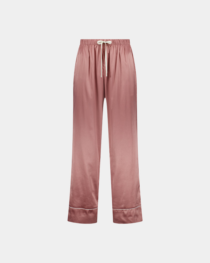 Holly Long PJ Pant in ASH ROSE. Flat lay front view