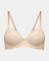 Want To Wear Lace Contour Bra in LATTE. Flat lay front view