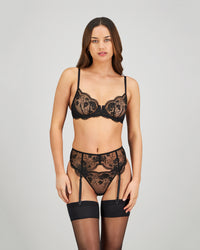 Romilly Suspender in BLACK. Flat lay back view