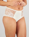 Model wears Dreamscape Full Brief in EGRET. On body side view