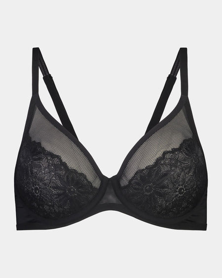 Light Touch Underwire Bra in BLACK. Flat lay front view