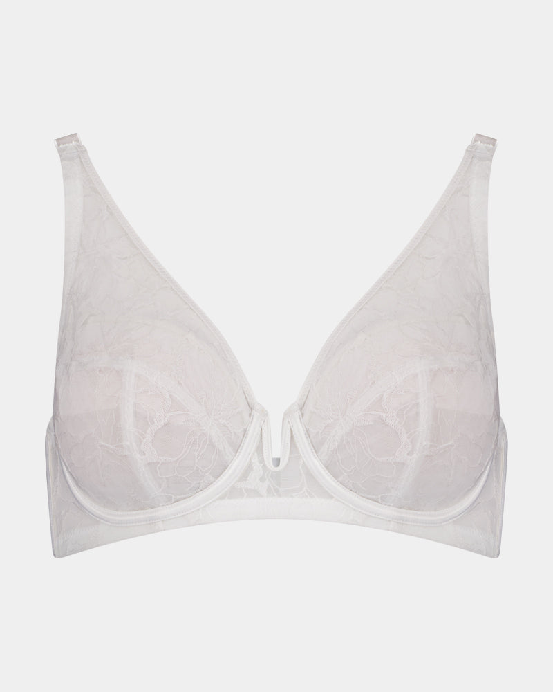 Rachel Underwire Bra in WHITE. Flat lay front view