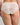 Model wears Midnight Express Full Brief in EGRET. On body back view