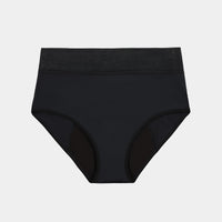 Flo Heavy Full Brief in BLACK. Flat lay front view