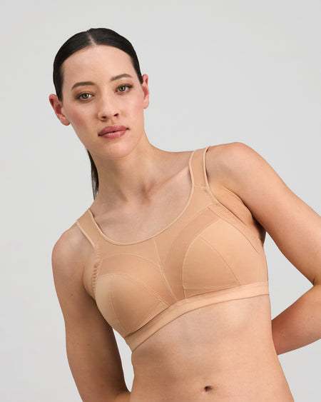 Stamina Wire Free Bra in LATTE. Feature shot