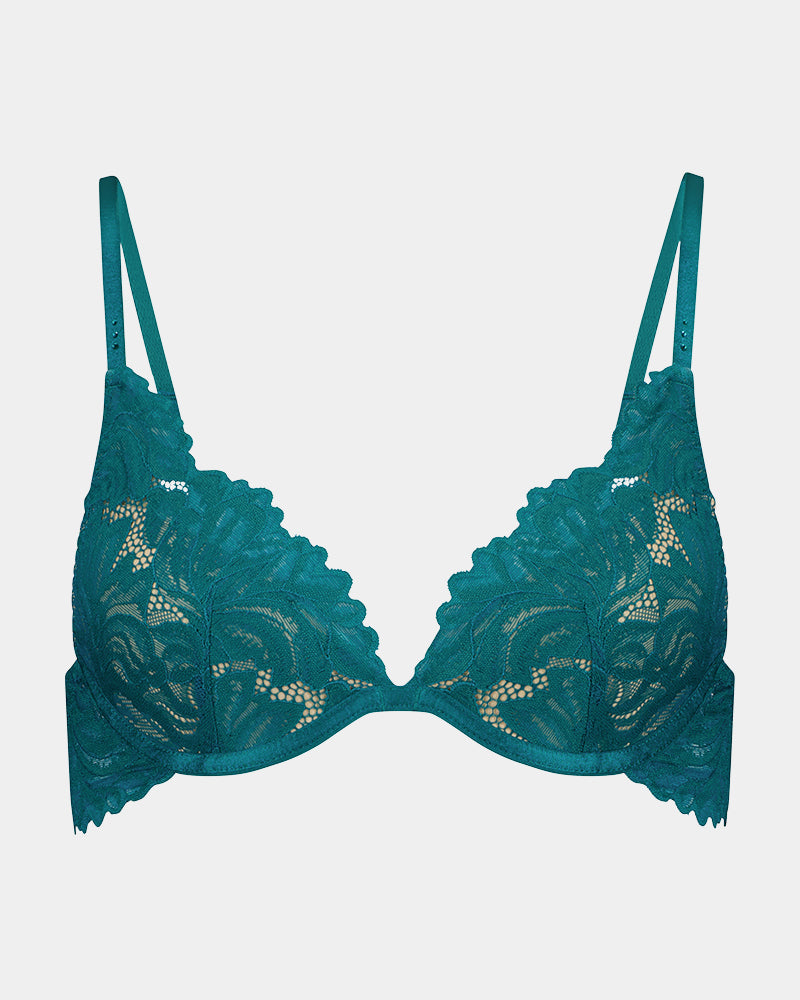 Celeste Contour Bra in EVERGLADE. Flat lay front view