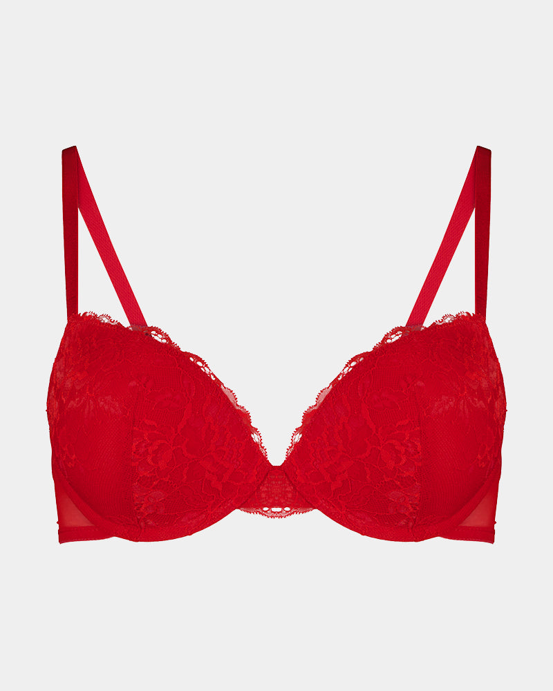 Florence Push Up Bra in SALSA. Flat lay front view