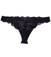 My Fit Lace Thong in BLACK. Flat lay front view