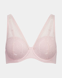 Effortless Lace Contour Bra in PALE LILAC. Flat lay front view