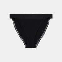 Cotton Logo Tanga in BLACK. Flat lay front view