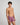 Cotton Stretch Mens Trunk in TIBETAN RED STRIPE. Flat lay back view