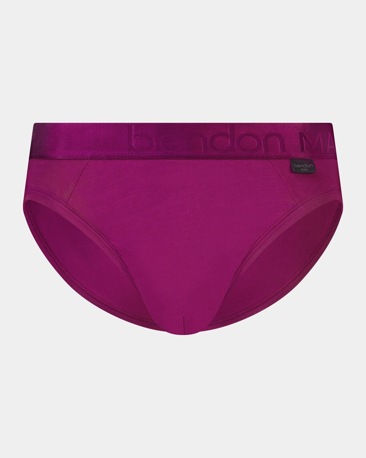 Bamboo Mens Brief in MAGENTA PURPLE. Flat lay front view