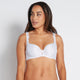 Model wears Damask Twin Pack Contour Bra Twin Pack in IBIS ROSE/WHITE. On body front view