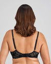 Model wears Lace Sculpt Contour Bra in BLACK. On body back view