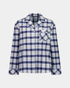 Cosy Flannel Long Sleeve Pj Top in NAVY BLAZER. Flat lay front view