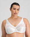 Model wears Classic Underwire Underwire Bra in WHITE. On body front view
